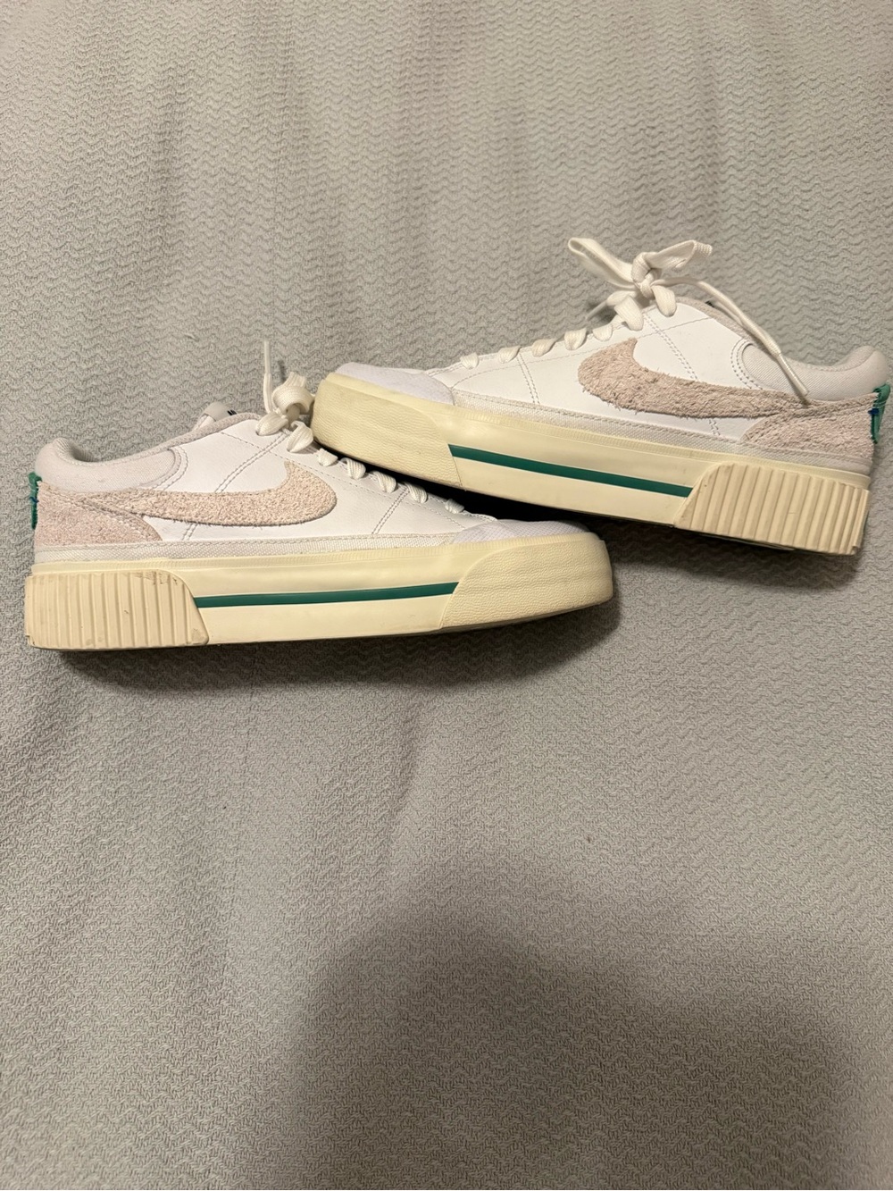Nike women’s Court Legacy Low-Top Sneakers in White Stadium Green color way